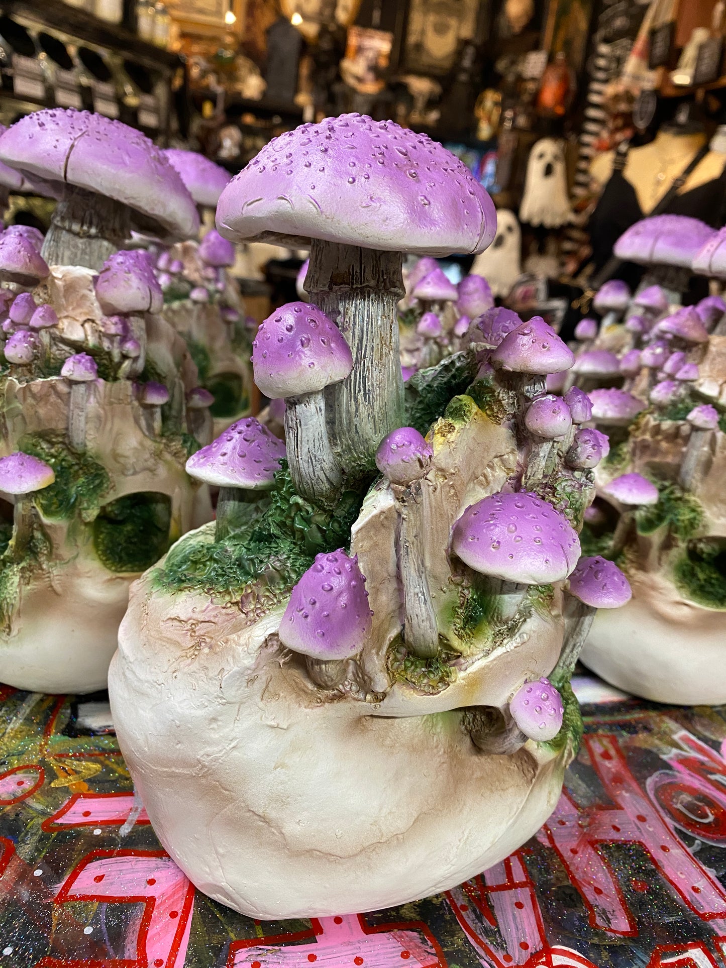 Skull with purple mushrooms