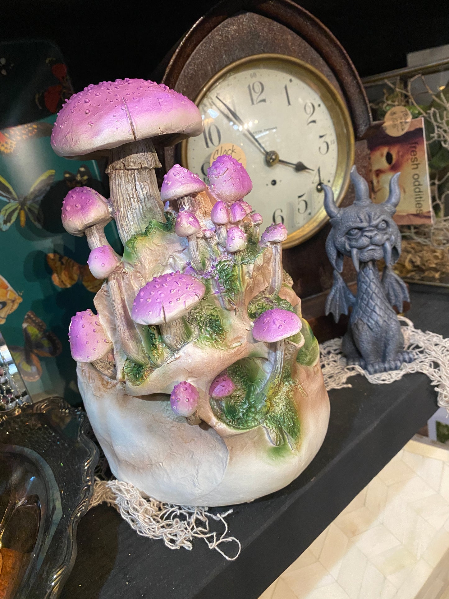 Skull with purple mushrooms