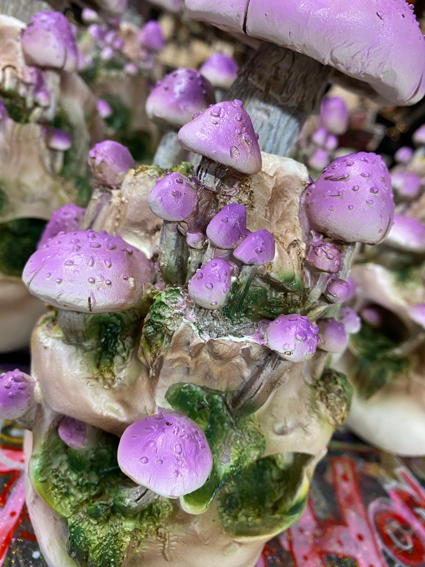 Skull with purple mushrooms