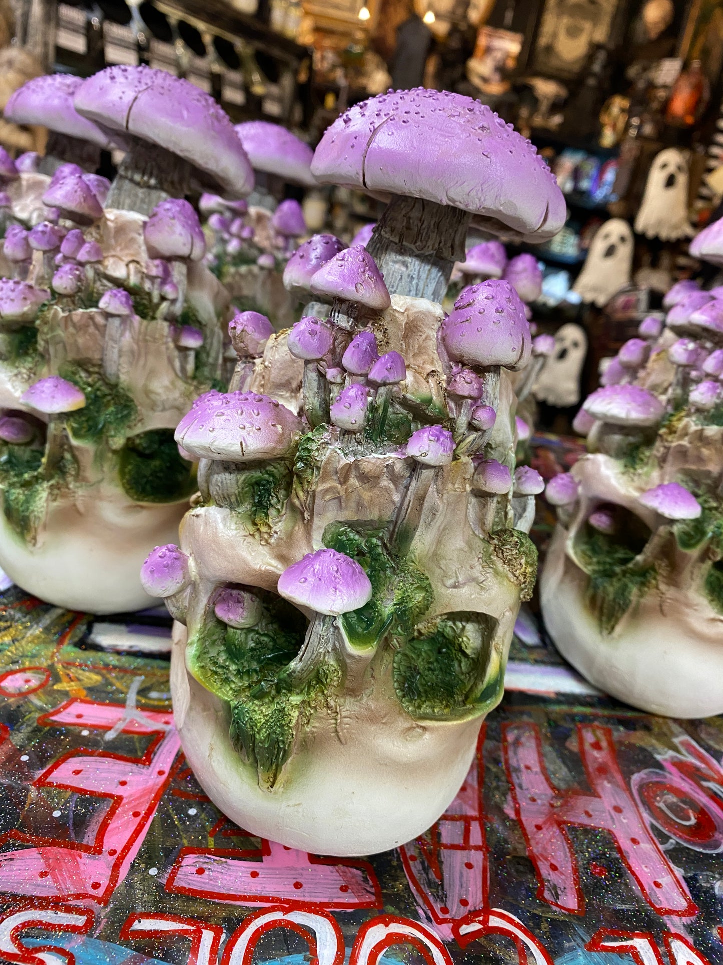 Skull with purple mushrooms