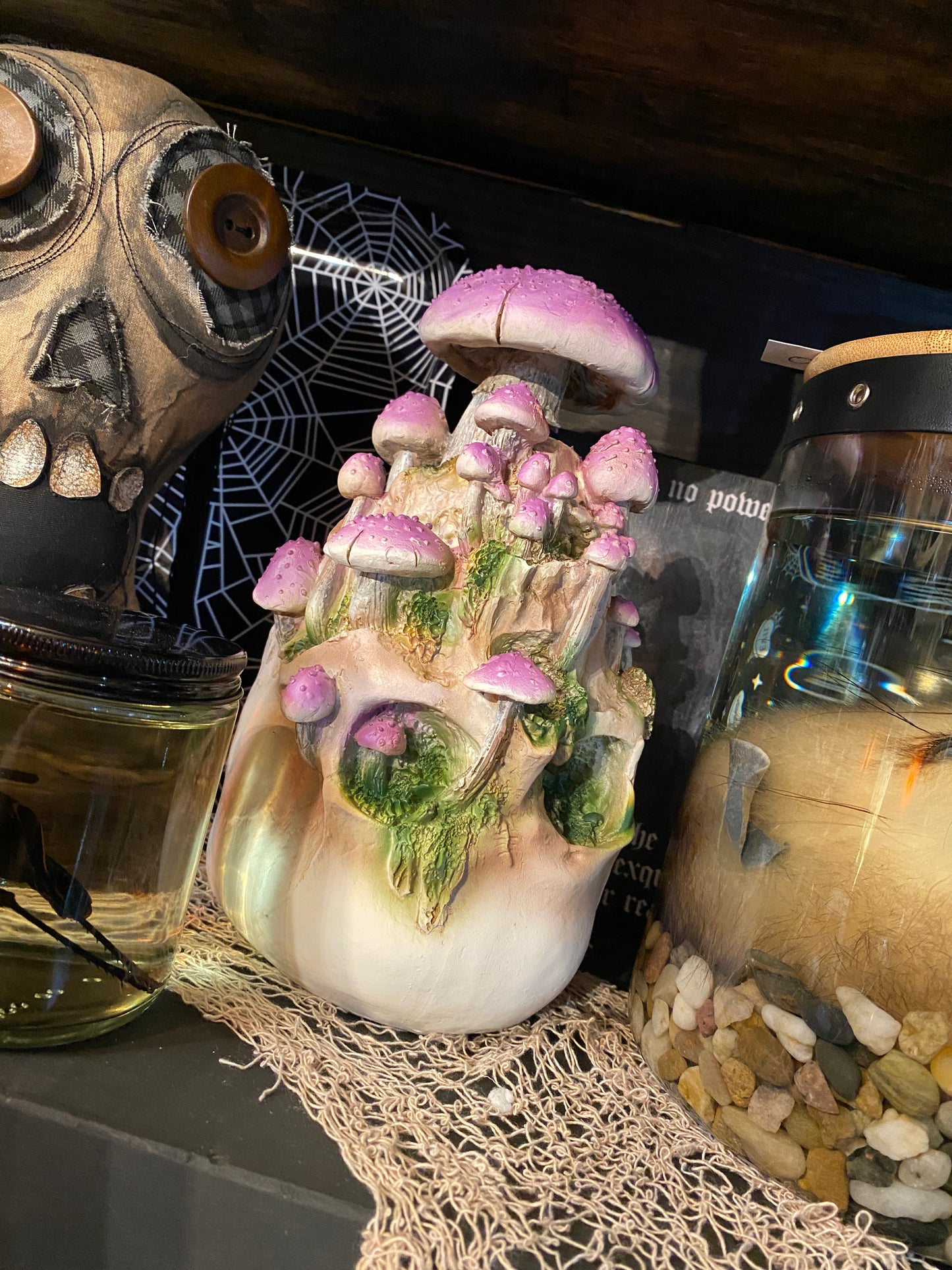 Skull with purple mushrooms