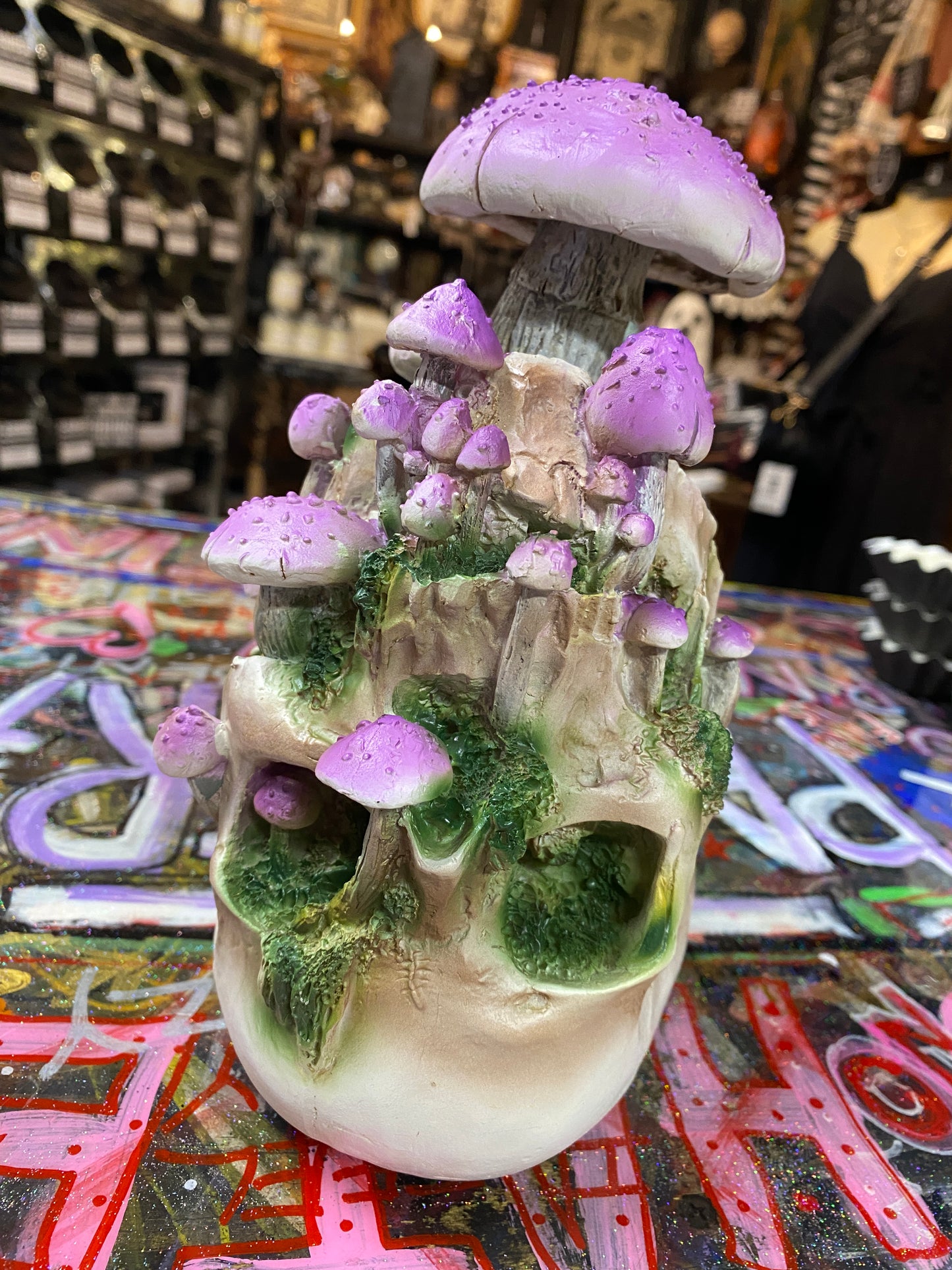 Skull with purple mushrooms